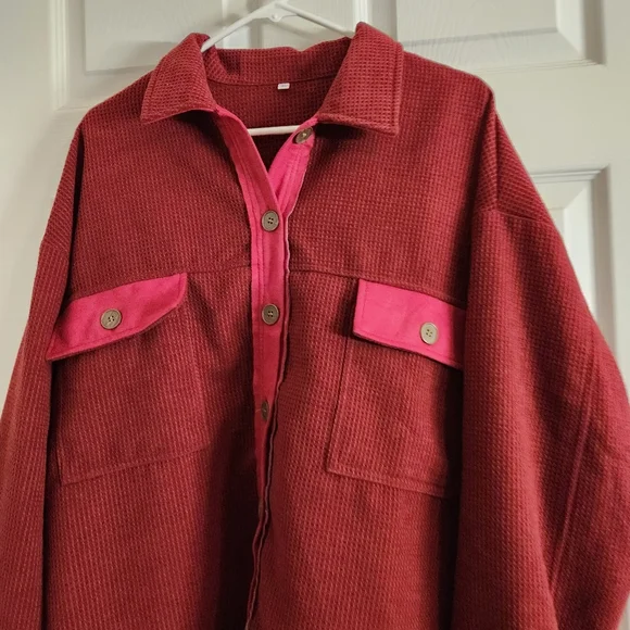 NWOT Button up red long sleeve shirt - Picture 2 of 4